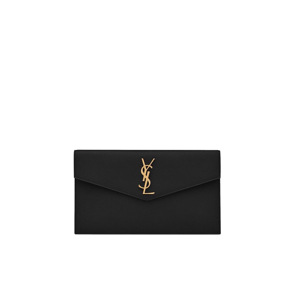 Sort Saint Laurent clutch i læder
