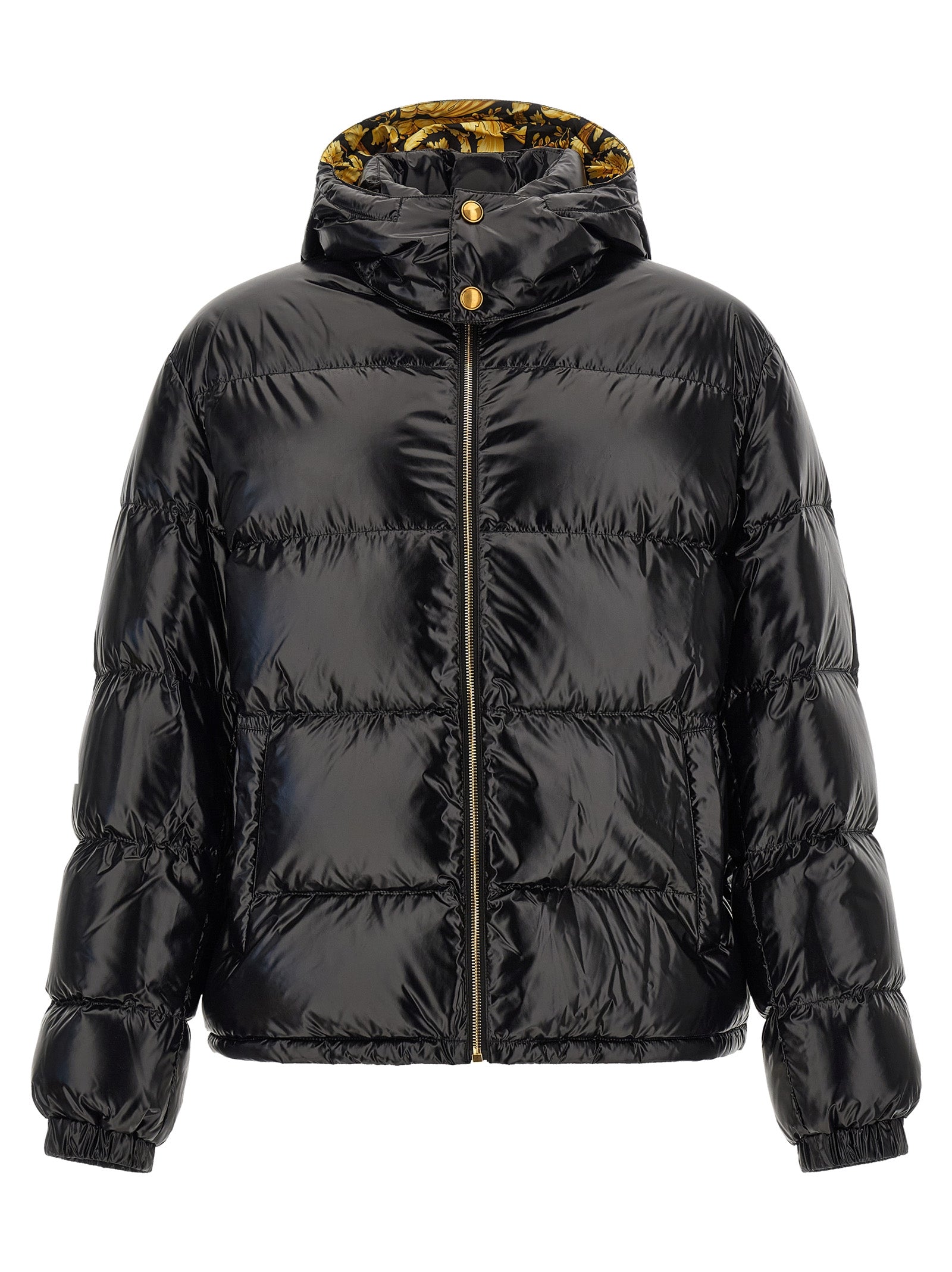 Versace Black Nylon Full-Length Jacket
