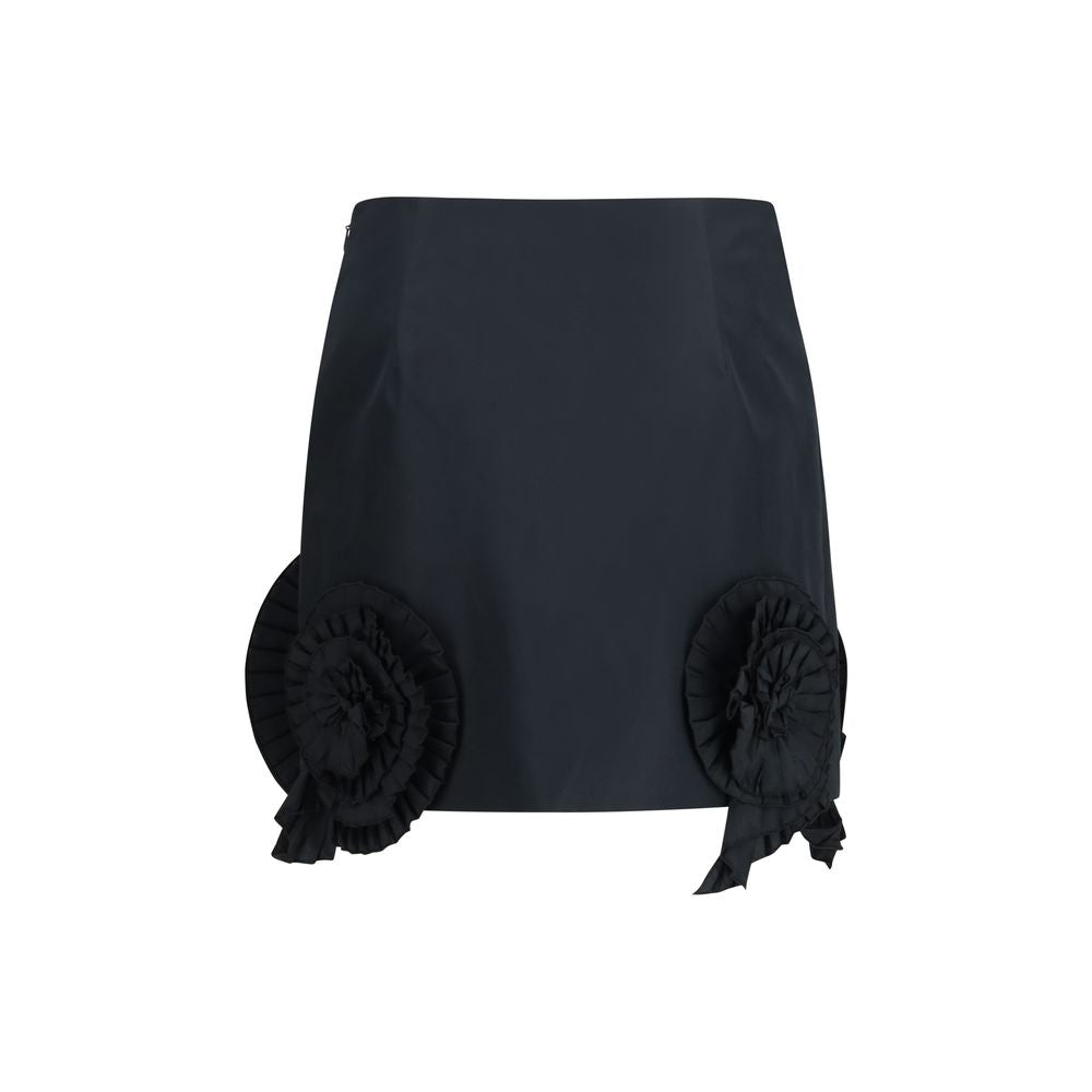 Blumarine mininederdel med blomsterapplikation – sort
