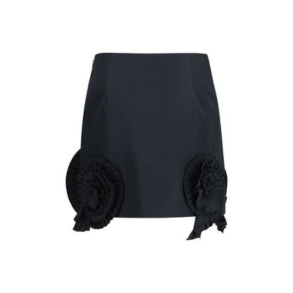Blumarine mininederdel med blomsterapplikation – sort