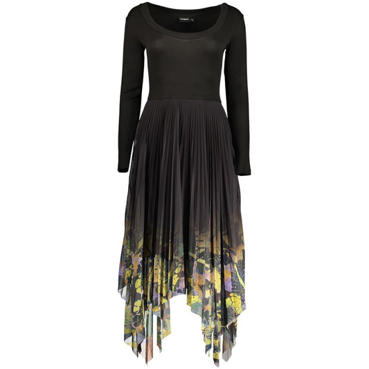 Desigual lang kjole med vid hals – sort