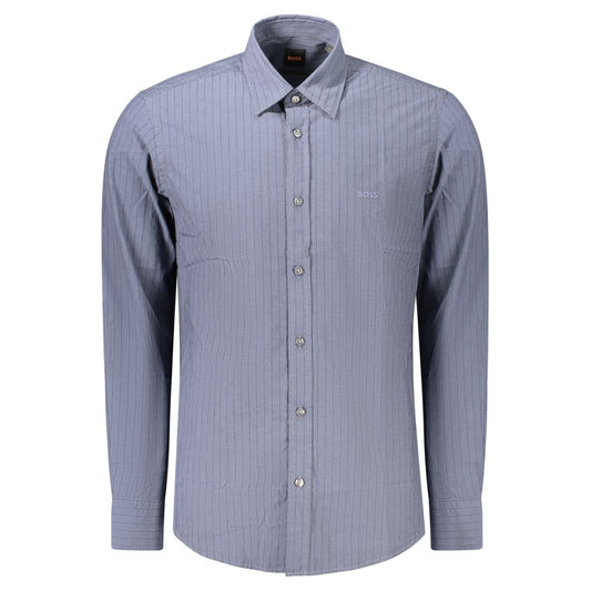 Hugo Boss Blue Cotton Mens Shirt