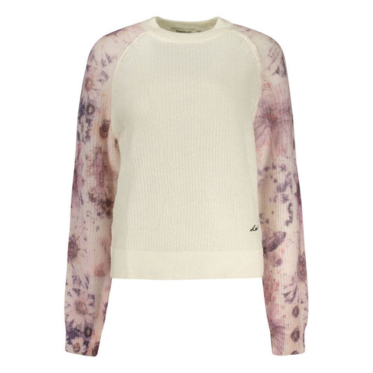 Desigual sweater med botanisk broderi – hvid