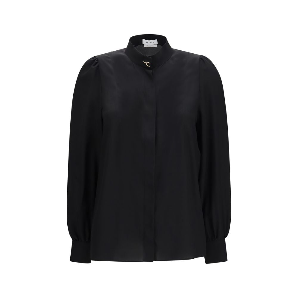 Alexander McQueen Wishbone silkebluse – sort