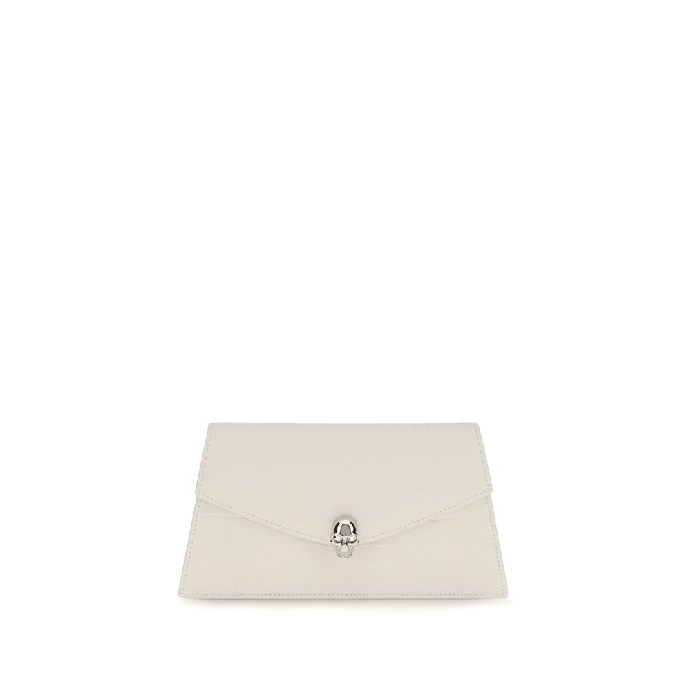 Hvid Alexander McQueen Skull Mini clutch i kalvelæder