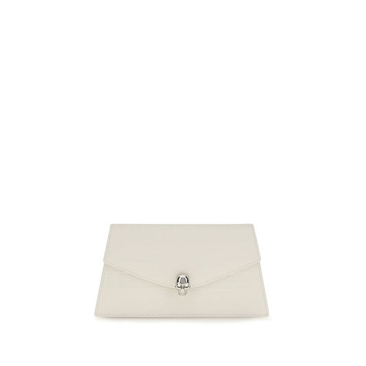 Alexander McQueen Skull Mini clutch – hvidt kalvelæder