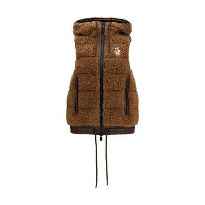 Moncler Grenoble vatteret dunvest med hætte – brun
