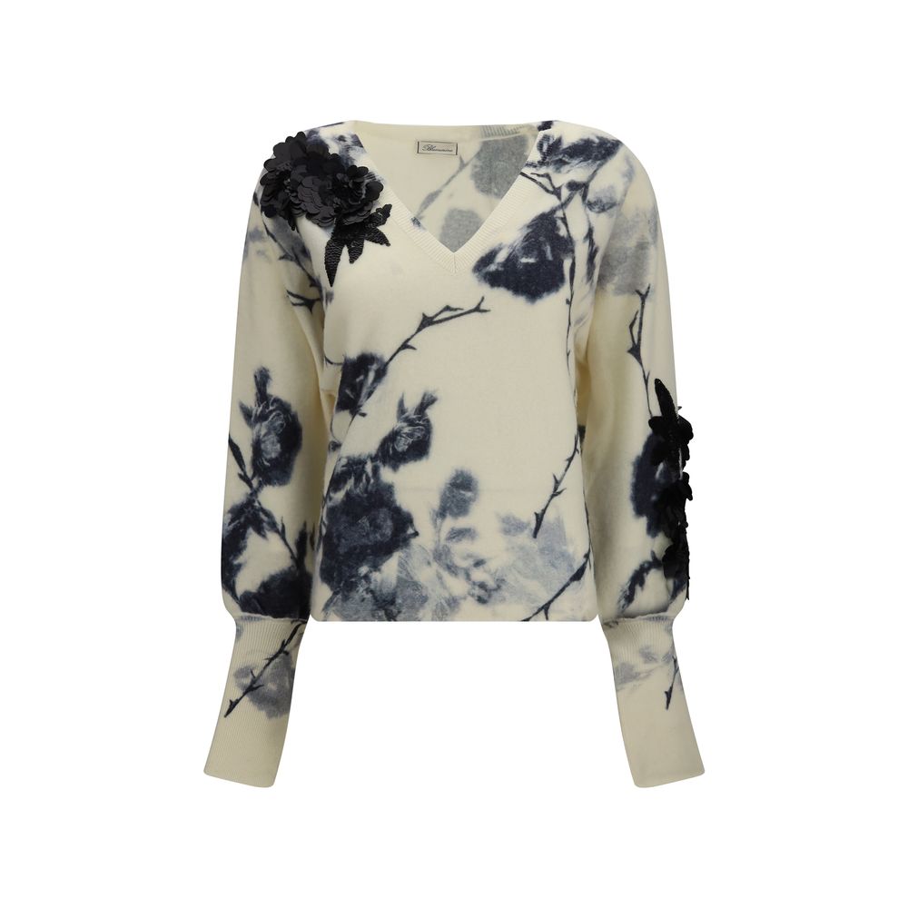 Blumarine sweater med blomsterbroderi – beige