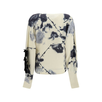 Blumarine sweater med blomsterbroderi – beige