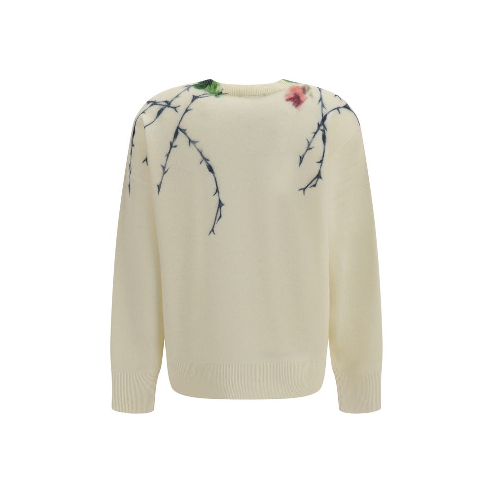 Blumarine sweater med roseprint – beige