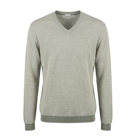 Malo V-hals herresweater – grøn bomuld