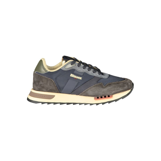 Blauer herresneakers – blå med grøn kontrast