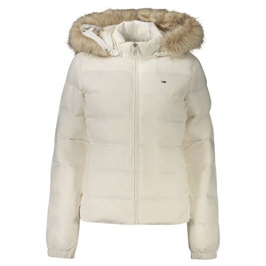 Tommy Hilfiger lang jakke i genanvendt polyester – hvid
