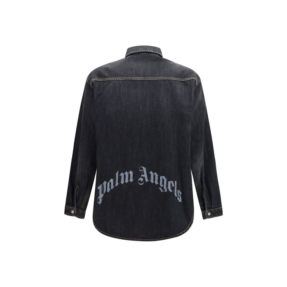 Palm Angels denimskjorte med ryglogo – blå