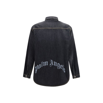 Palm Angels denimskjorte med ryglogo – blå