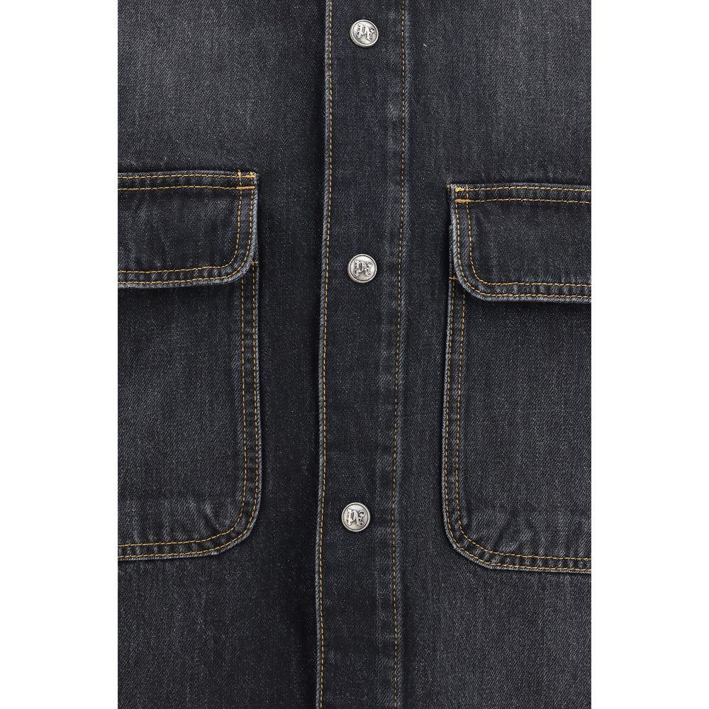 Palm Angels denimskjorte med ryglogo – blå
