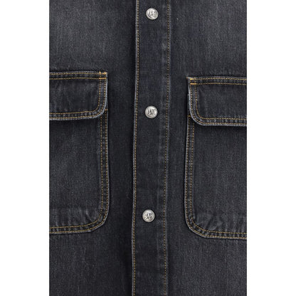 Palm Angels denimskjorte med ryglogo – blå