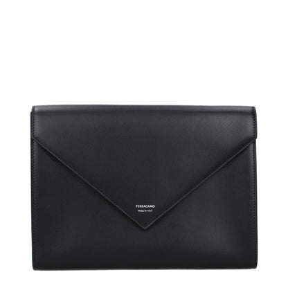 Ferragamo clutch i læder – sort (661698785159)
