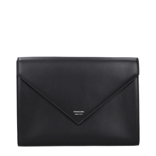 Ferragamo clutch i læder – sort (661698785159)