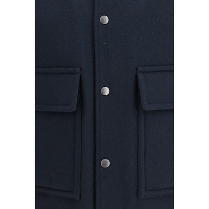 Woolrich Blue Wool Oves Aries Bomber