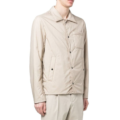 Herno beige lang jakke i polyamid