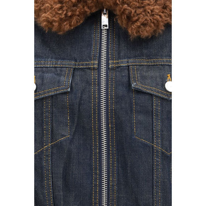 Ganni blå denimjakke i bomuldsblanding