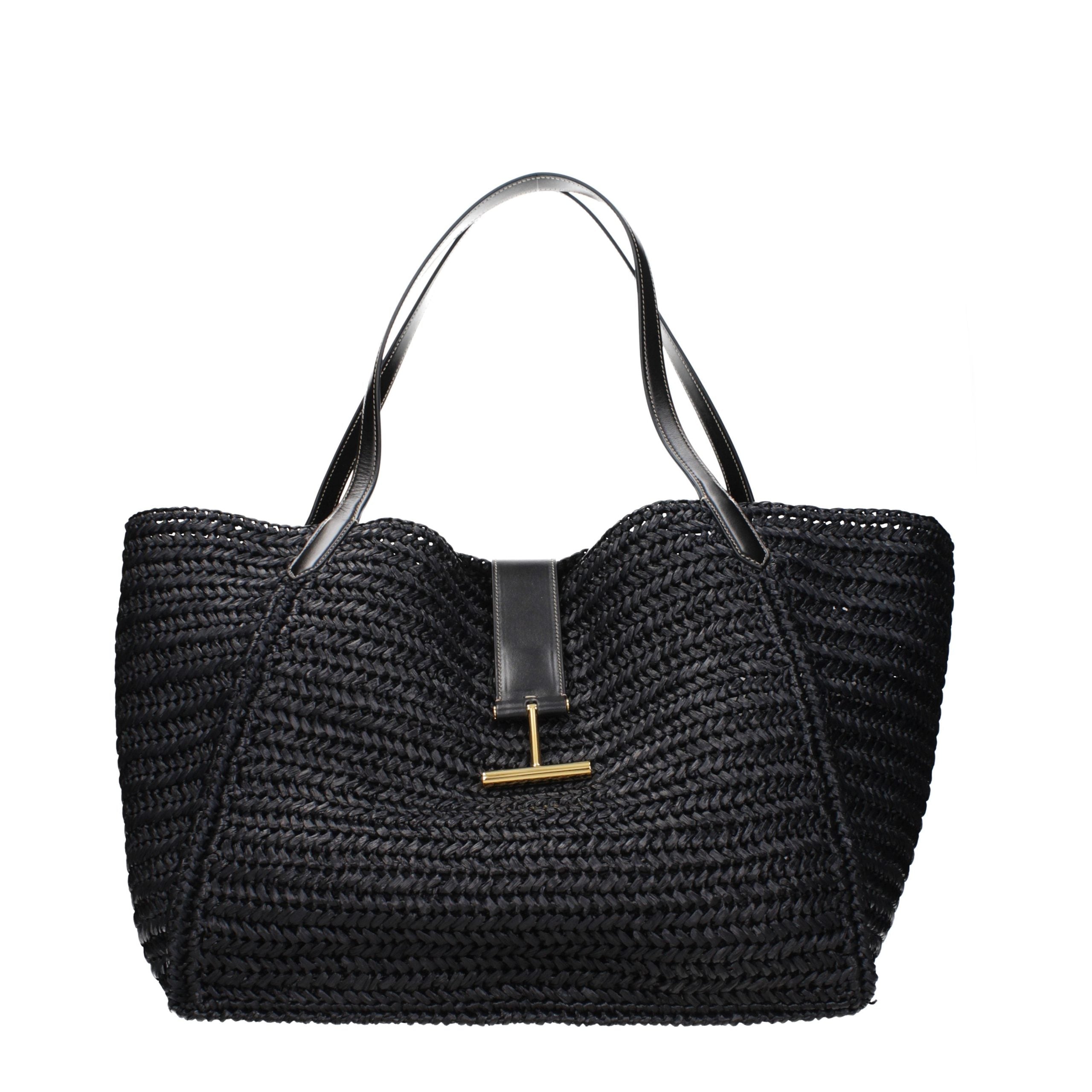 Tom Ford sort skuldertaske i raffia