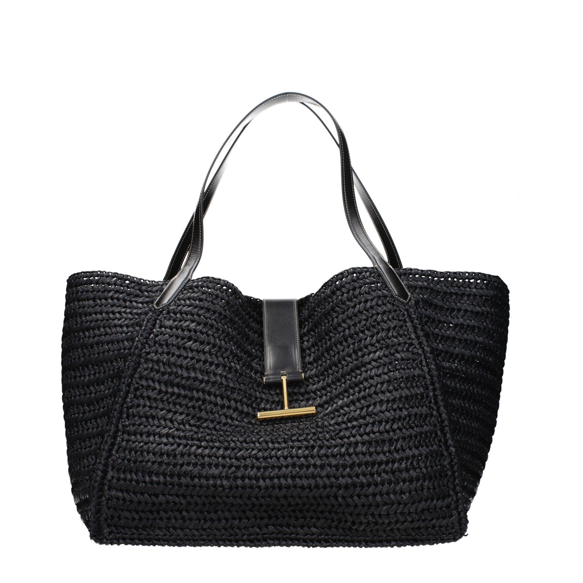 Tom Ford sort skuldertaske i raffia