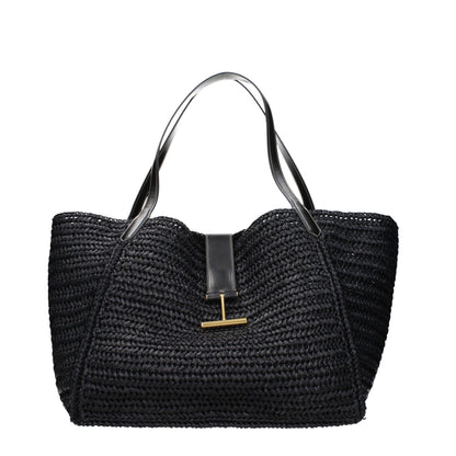 Tom Ford sort skuldertaske i raffia