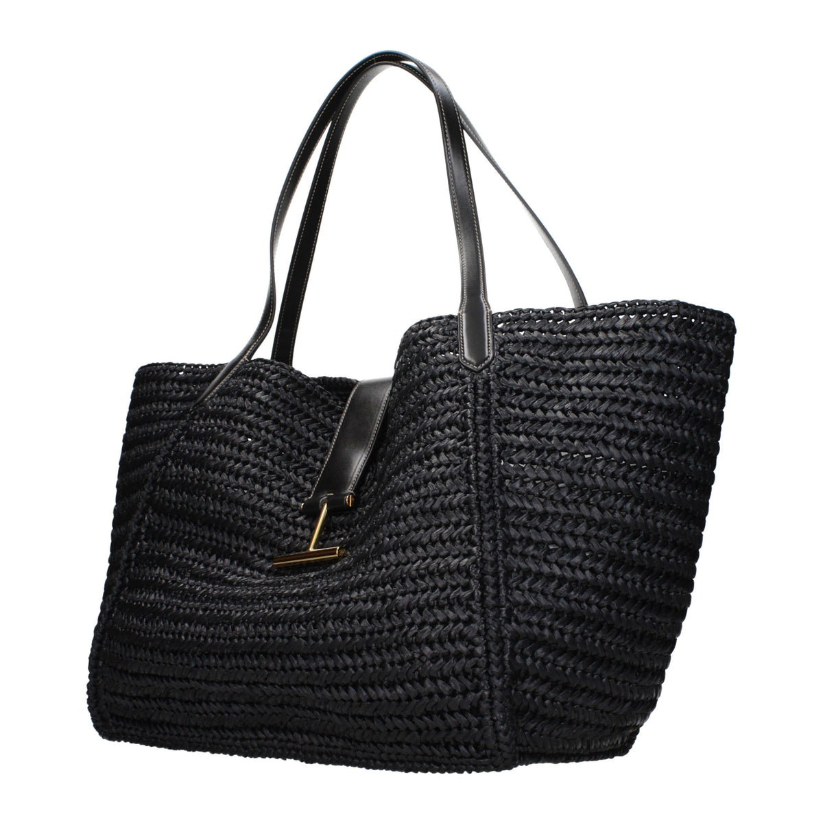 Tom Ford sort skuldertaske i raffia