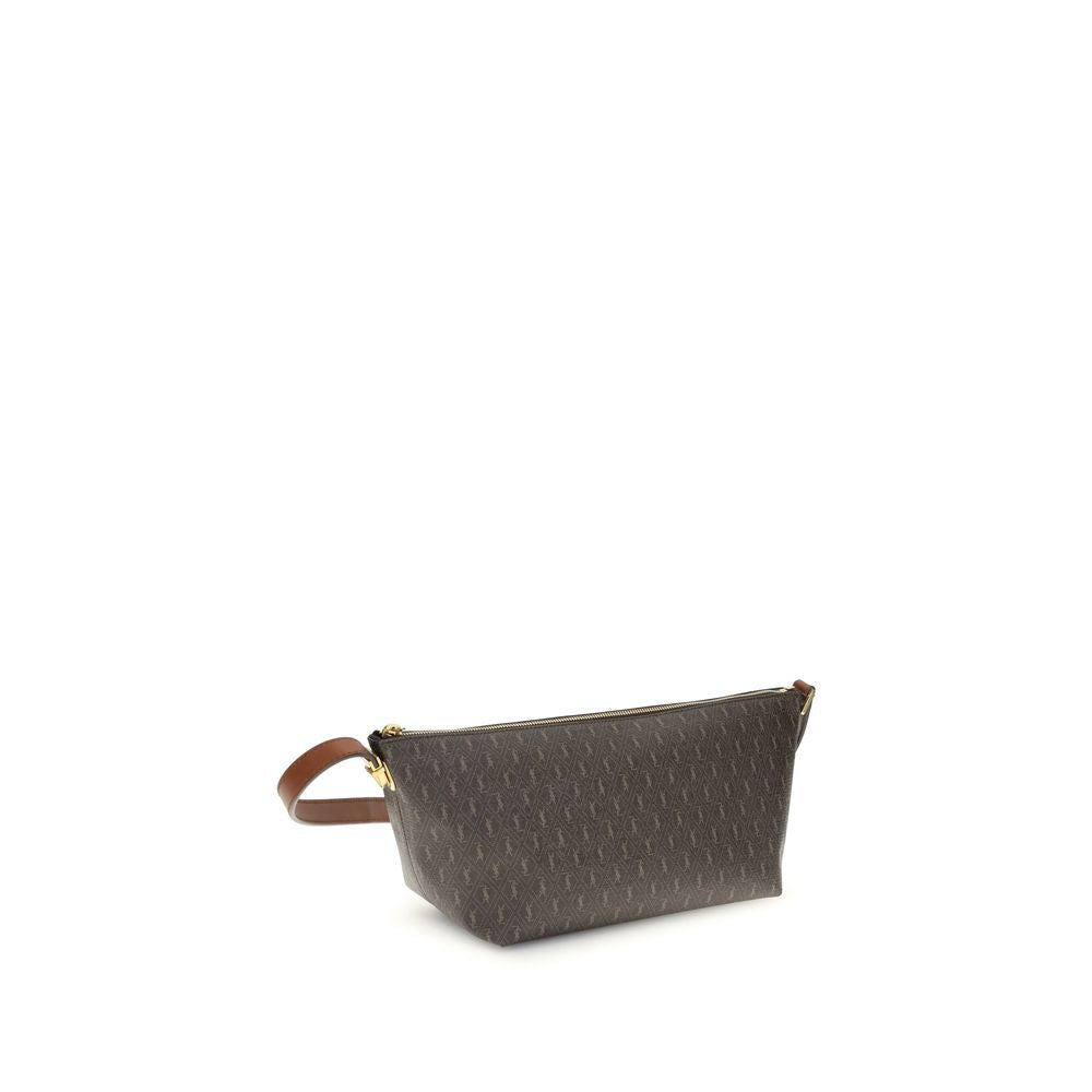 Brun Saint Laurent skuldertaske i læder
