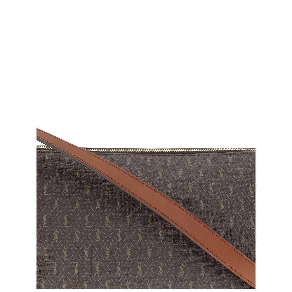 Brun Saint Laurent skuldertaske i læder