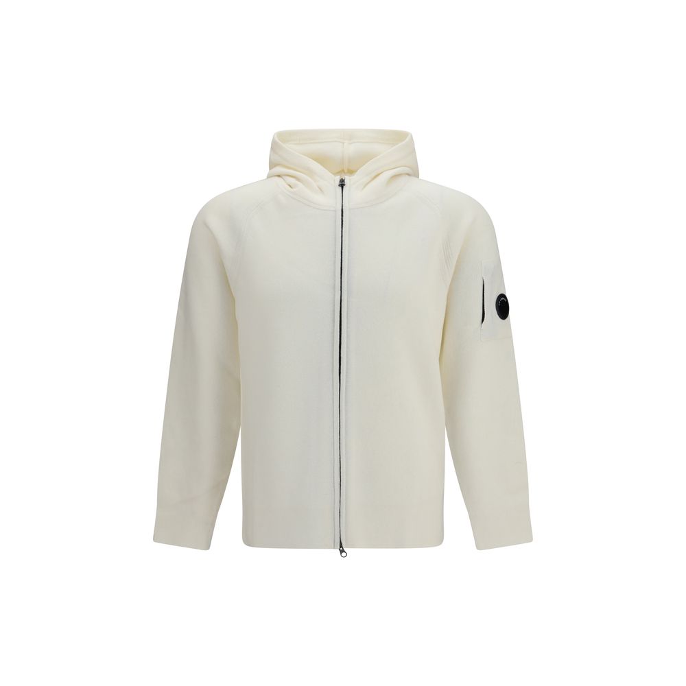 Beige C.P. Company hættetrøje i merinould