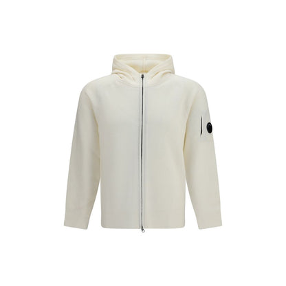 Beige C.P. Company hættetrøje i merinould