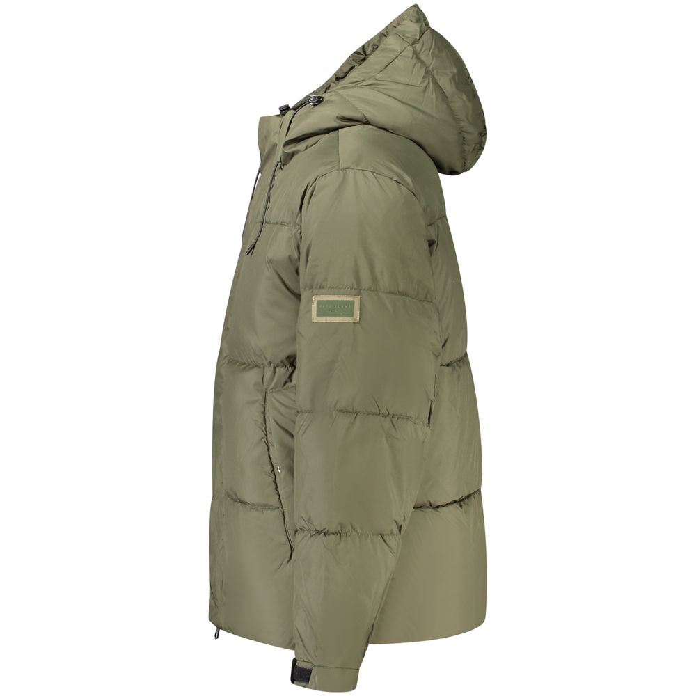Grøn Pepe Jeans quiltet polyesterjakke til mænd