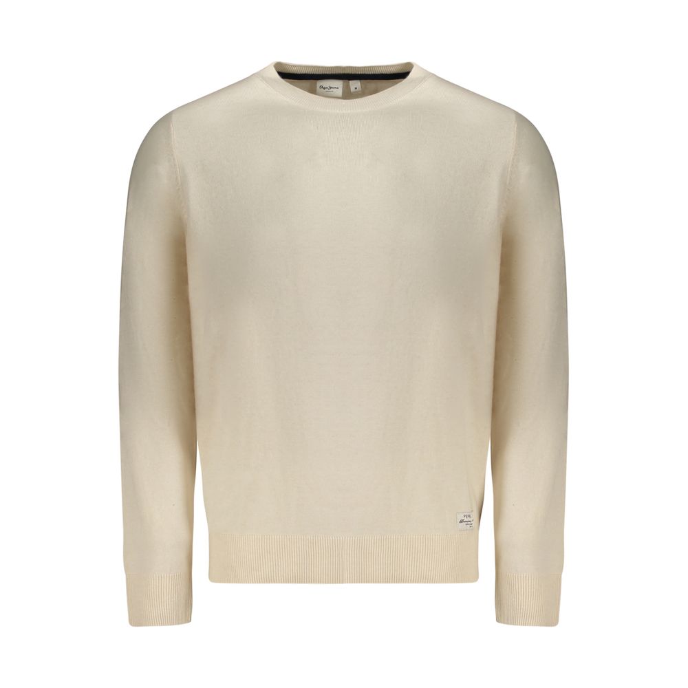 Hvid Pepe Jeans Andre Crew langærmet T-shirt i bomuld, uld og kashmir