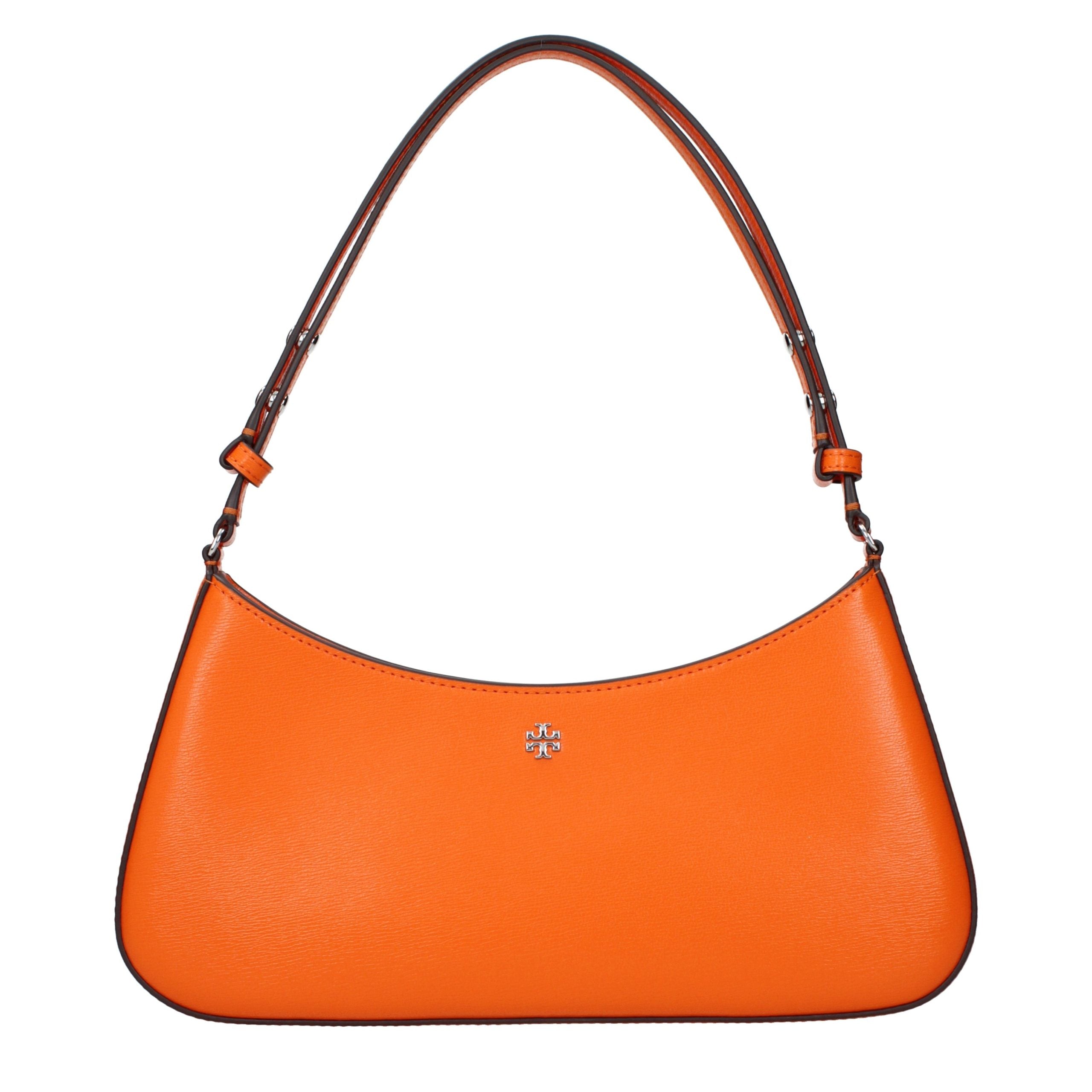Orange Tory Burch skuldertaske i læder