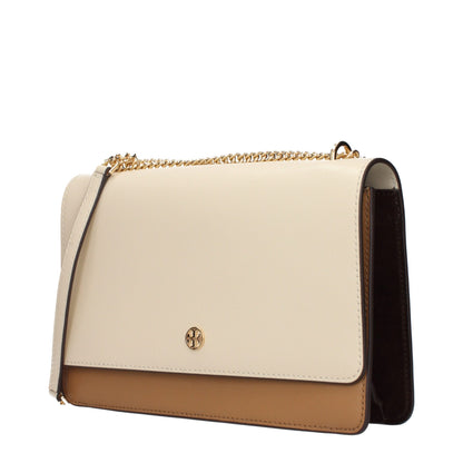 Beige Tory Burch crossbodytaske i læder
