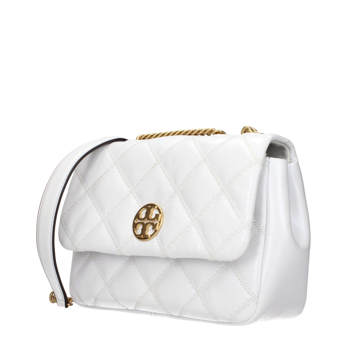 Hvid Tory Burch skuldertaske i læder