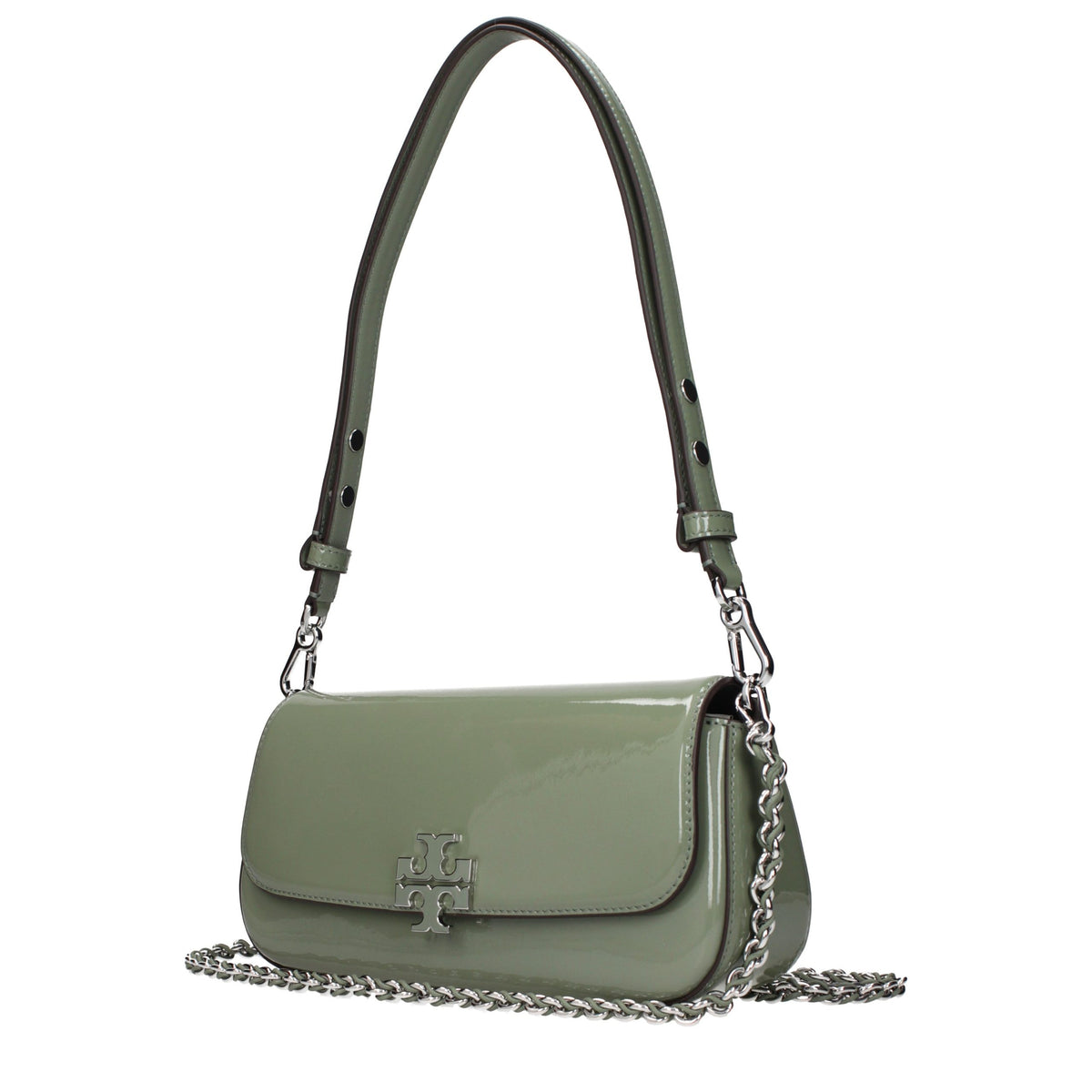 Grøn Tory Burch skuldertaske i patentlæder