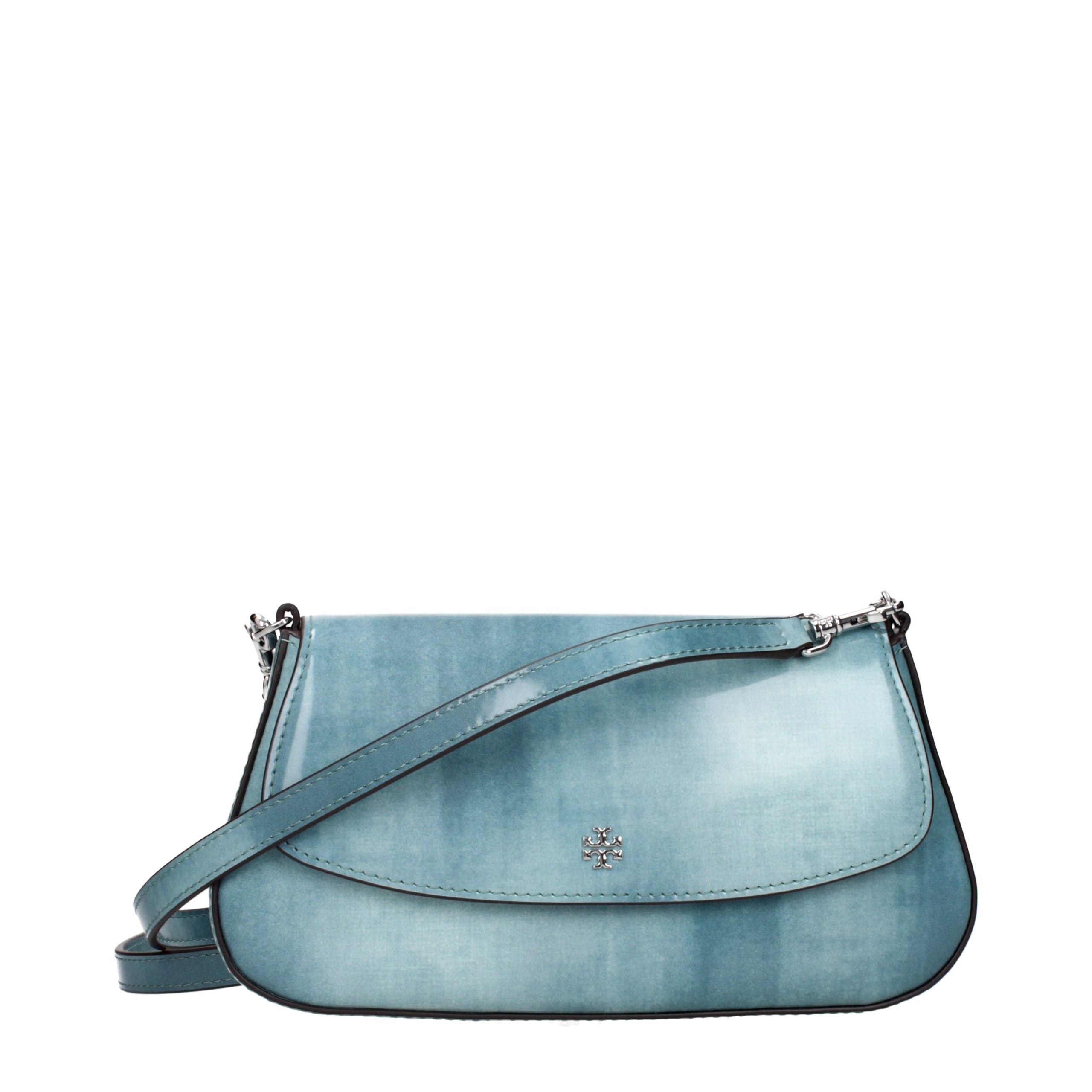 Blå Tory Burch crossbodytaske i læder