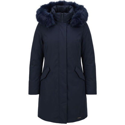 Lang blå Baldinini Trend parka i nylon til kvinder