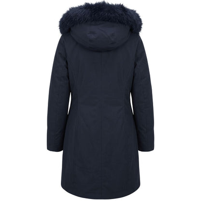Lang blå Baldinini Trend parka i nylon til kvinder