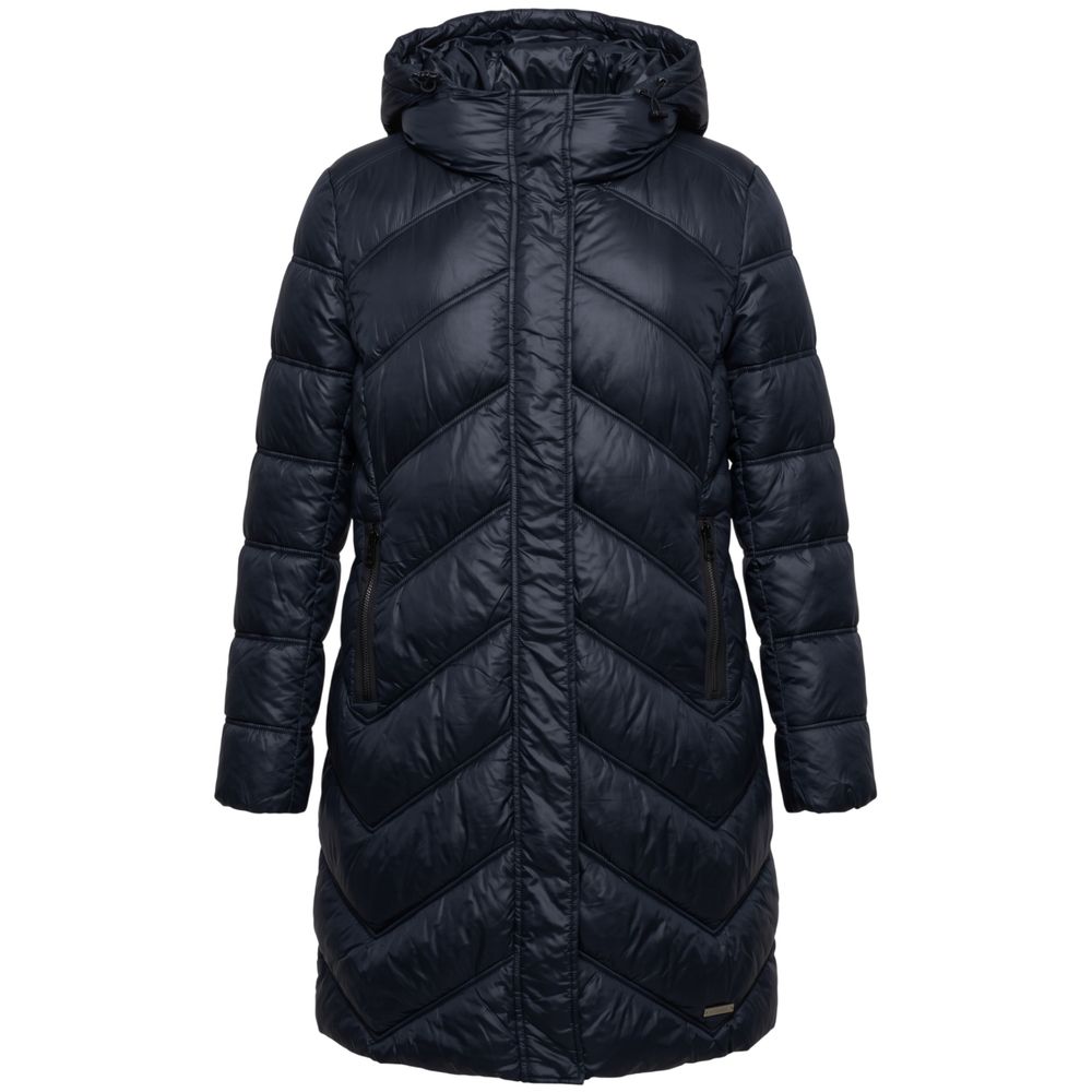 Blå Baldinini Trend lang polstret damejakke i nylon