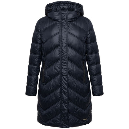 Blå Baldinini Trend lang polstret damejakke i nylon