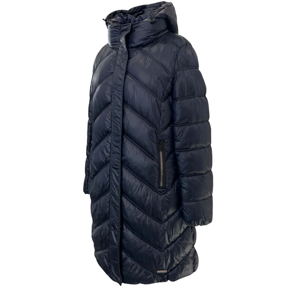 Blå Baldinini Trend lang polstret damejakke i nylon