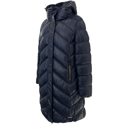 Blå Baldinini Trend lang polstret damejakke i nylon