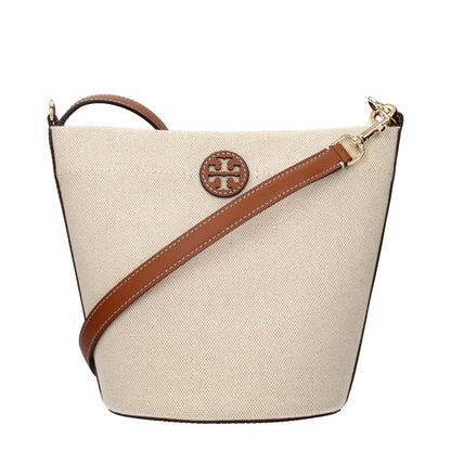 Beige Tory Burch crossbodytaske i tekstil