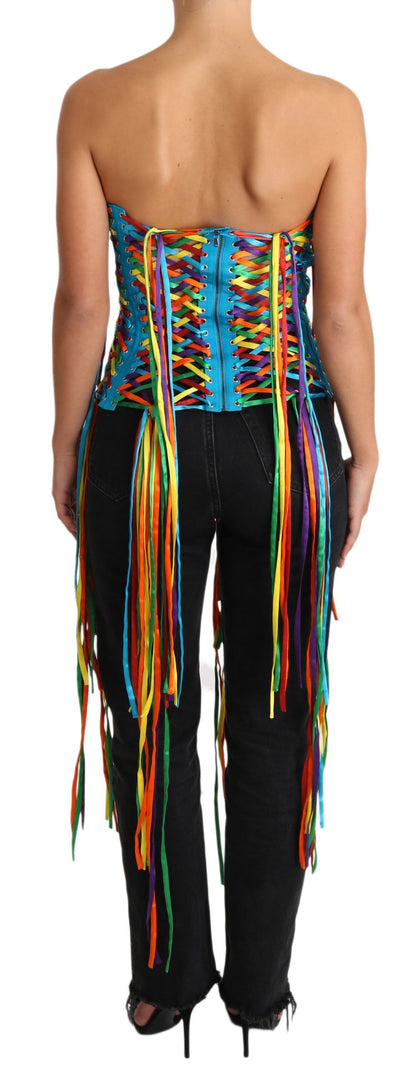 Dolce & Gabbana Multicolor Strings Bustier Polyester Corset  Top