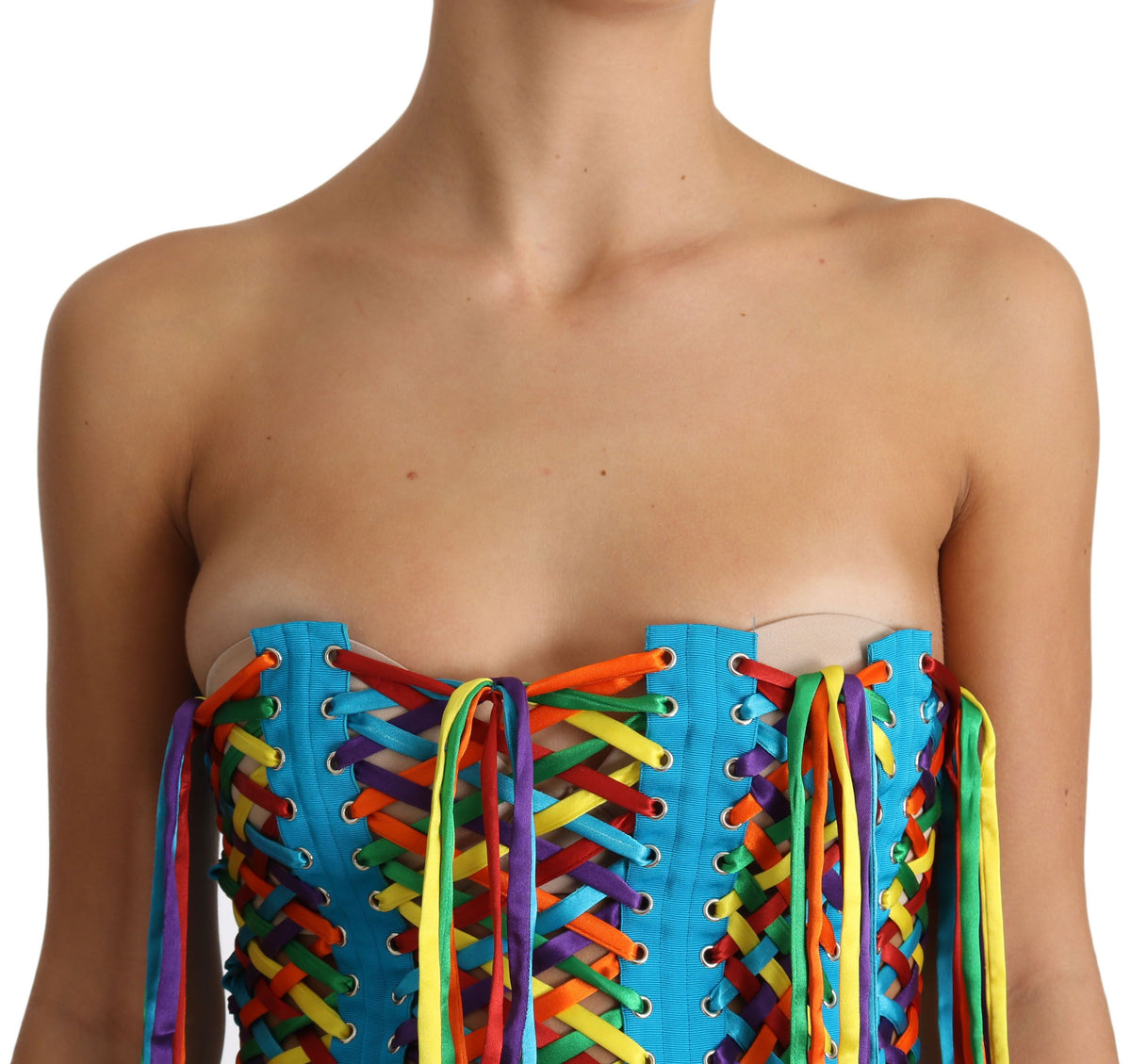 Dolce & Gabbana Multicolor Strings Bustier Polyester Corset  Top